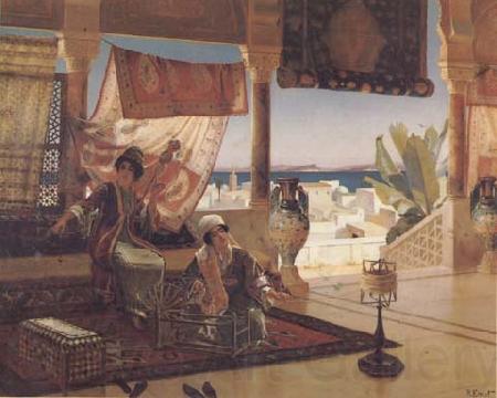 Rudolf Ernst Femmes filant au Maroc (mk32) Norge oil painting art
